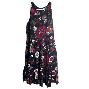 Brooks Brothers Red Fleece Dress Womens 10 Navy Blue Floral Fit Flare Sleeveless